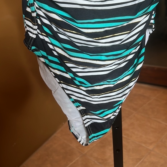 Bond-Eye Australia Black Blue Gold Striped One Piece Swimsuit Size 8 - Picture 4 of 12